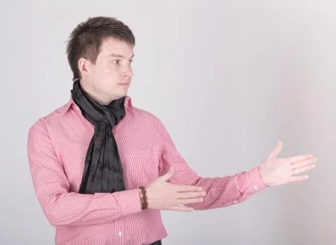 The man points to the right Stock Photos