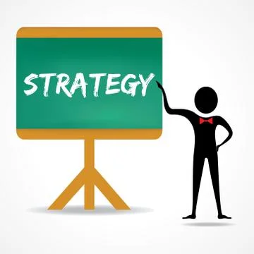 Man points to strategy word on green board stock vector Stock Illustration