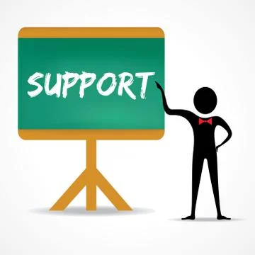 Man points to support word on green board stock vector Illustrazione stock
