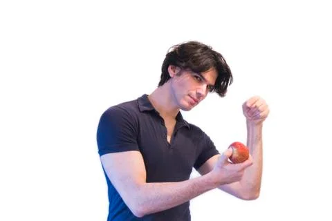 Man Poiting On An Apple 写真素材
