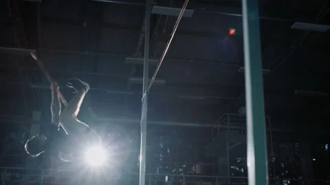 Man Pole Vault Jump Over Bar Stock Footage 160798582