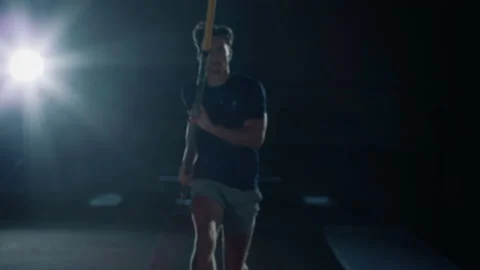 Man Pole Vault Jump Over Bar Stock Footage 160799397