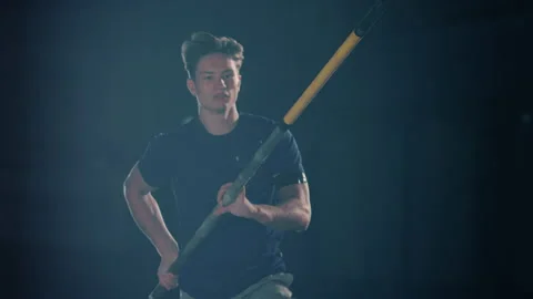 Man Pole Vault Jump Over Bar Stock Footage 160799525