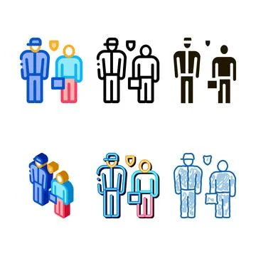 Man with policeman icon vector variations outline Stock Illustration