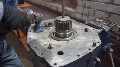 Man polishes the engine Stock Footage 102867359