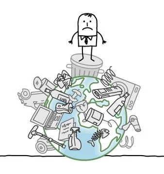 Man on a polluted world Stock Illustration