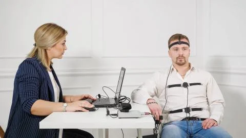 Man on Polygraph Test Stock Photos