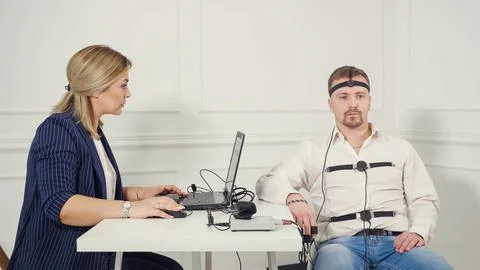 Man on Polygraph Test Stock Photos