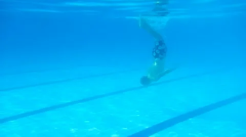 Man in the pool, underwater shot. Stock Footage 12029227