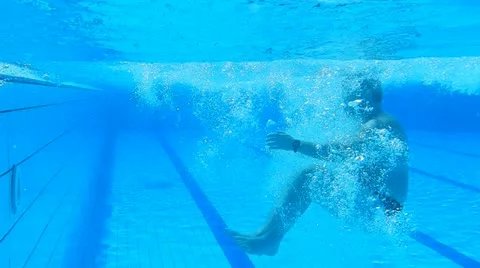 Man in the pool, underwater shot. Stock Footage 12030058