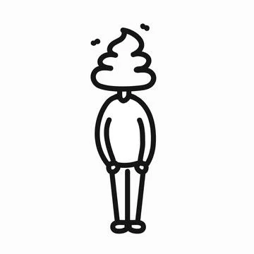 Man with poop head. Vector hand drawn cartoon character illustration. Isolated Stock Illustration