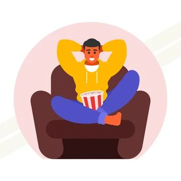 Man-with-popcorn Stock Illustration