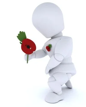 Man with poppy in rememberance Stock Illustration