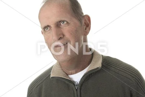 A man portrait around 60 years who smiling Stock Photos