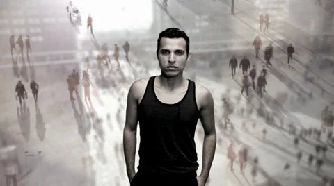 Man portrait. people background. crowd. crowded Stock-Footage 32021541