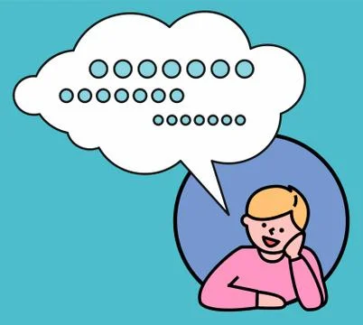 Man Portrait, Person Thinking, Thoughts Bubble Stock Illustration