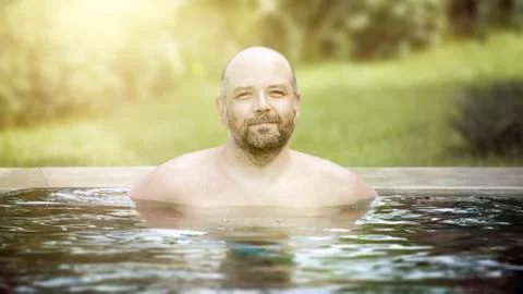Man portrait pool Stock Photos