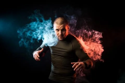 Man  posing on black isolated Stock-Fotos