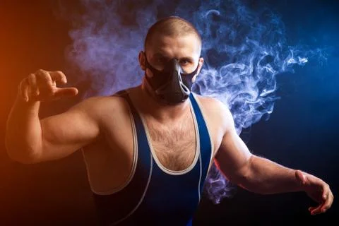 Man  posing on black isolated Stock Photos
