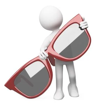 Man posing with a huge red sunglasses Stock Illustration