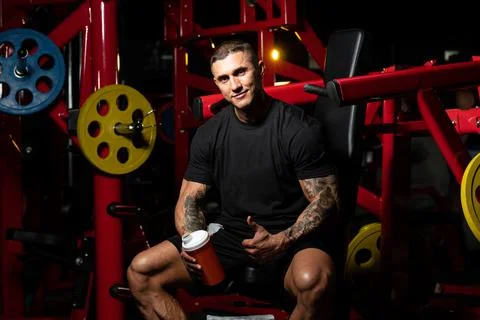 Man Posing With Supplements for Copy Space Stock Photos