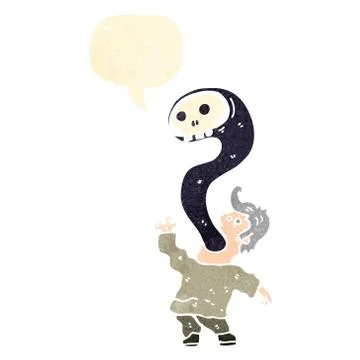 Man possessed by ghost retro cartoon Stock Illustration