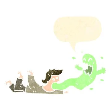 Man possessed by ghost retro cartoon Stock Illustration
