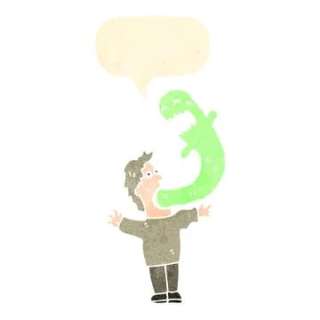 Man possessed by ghost retro cartoon Stock Illustration