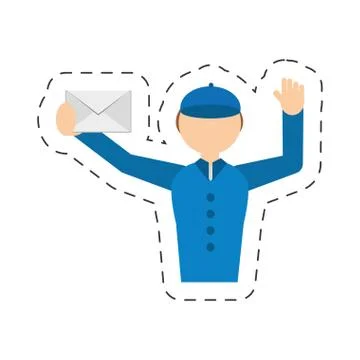 Man post mail envelope courier Stock Illustration