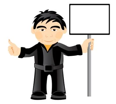 Man with poster in hand Stock Illustration