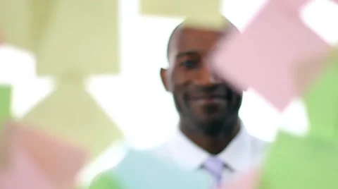 Man posts message on glass. High quality HD video footage Vídeo Stock 32749711