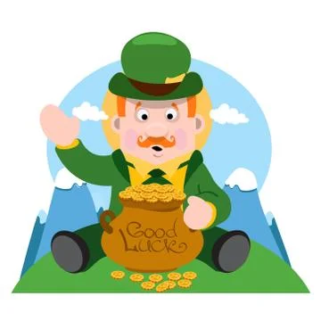 The man with a pot of gold. St. Patrick Day. イラスト素材