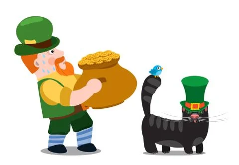 The man with a pot of gold. St. Patrick Day. Stock Illustration