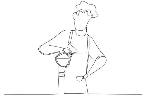 A man pouring coffee Stock Illustration