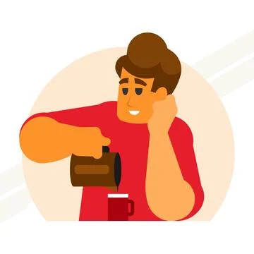 Man-pours-coffee Stock Illustration