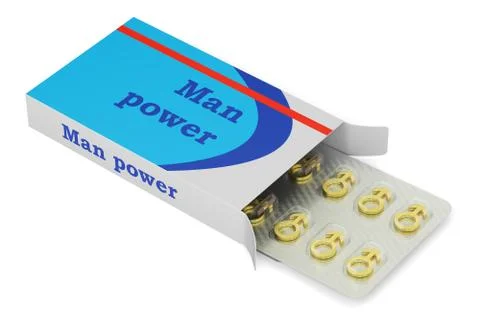 Man power concept, pills for potency. 3D rendering Stock Illustration
