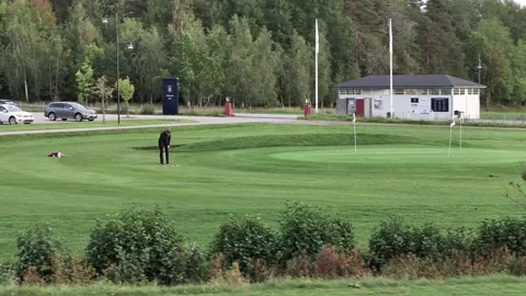 Man practice golf in the Swedish summer Stock-Footage 250404801