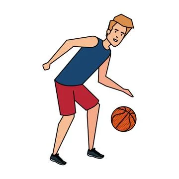 Man practicing basketball character vector illustration Stockillustratie