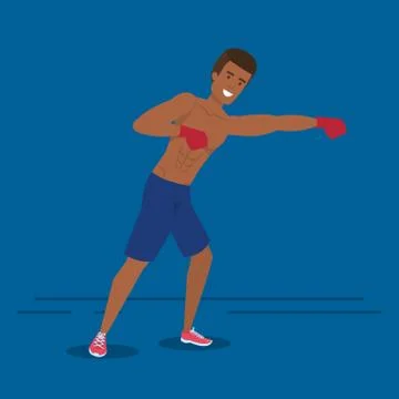 Man practicing boxing character Stockillustratie