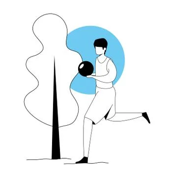 Man practicing exercise in park landscape Ilustração Stock