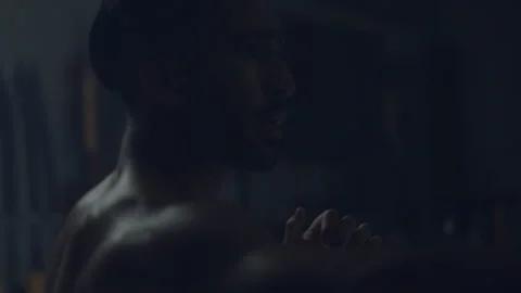 Man practicing his martial arts punching moves Stock Footage 279848047