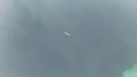 Man practicing hydrofoil board on lake 스톡 동영상 329506325