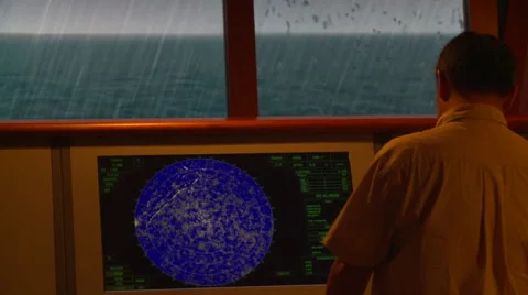 A man is practicing on the maneuvering simulator. Port of Kaohsiung, Taiwan. Stock Footage 66445330