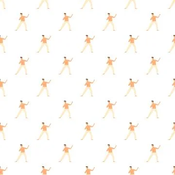 Man practicing martial art technique seamless pattern Stock Illustration