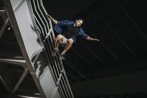 Man practicing parkour Stock Photos