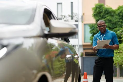 Man Practicing Reverse Parking Stock Photos