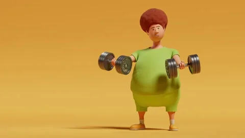 Man practicing strength training exercise. Seamlessly looping CGI animation. Stock-Footage 156034651