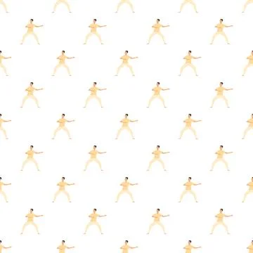 Man practicing tai chi and martial arts seamless pattern イラスト素材