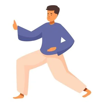Man practicing tai chi chuan, maintaining balance and focus Stock Illustration
