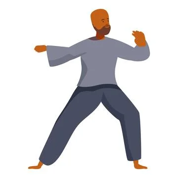 Man practicing tai chi chuan, maintaining balance and focus Stock Illustration